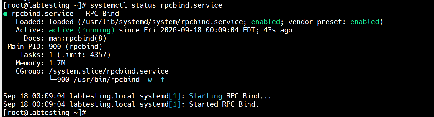 Figure 11 - rpcbind status