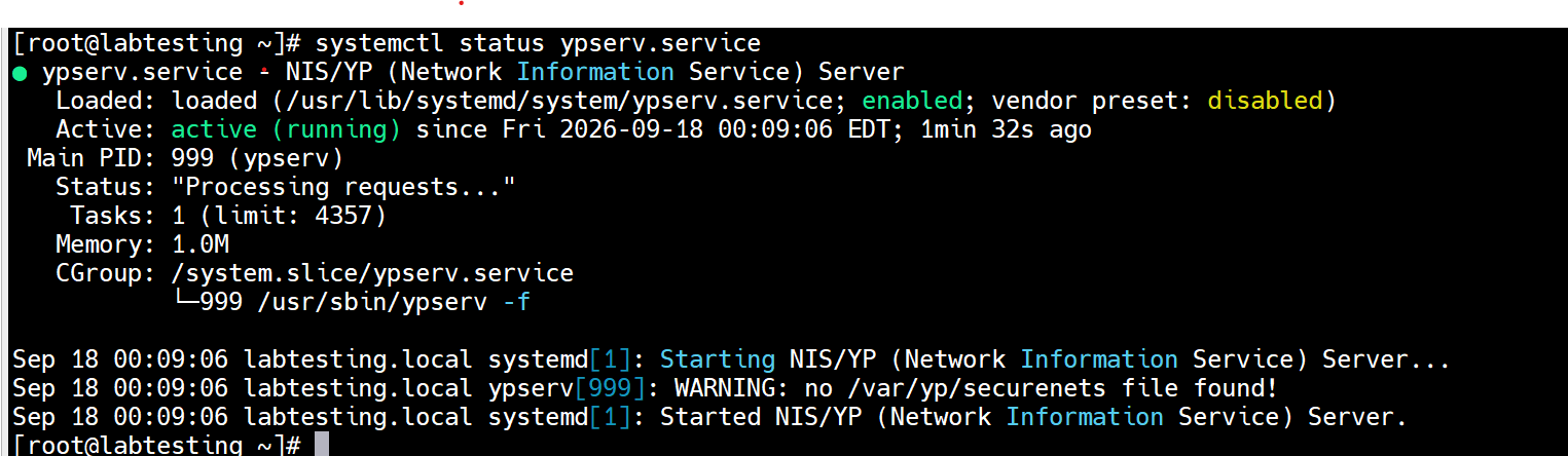 Figure 12 - ypserv status