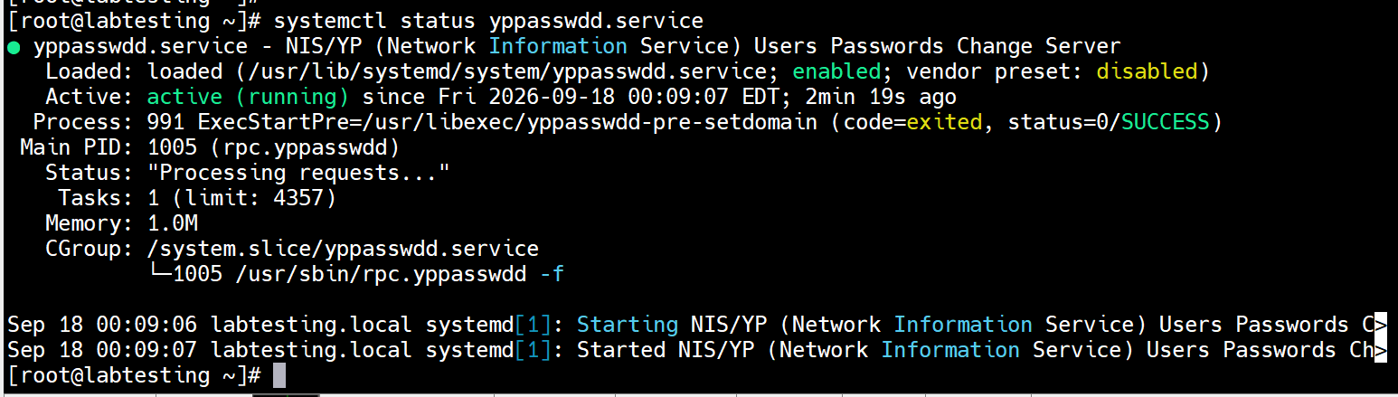 Figure 13 - yppasswdd status