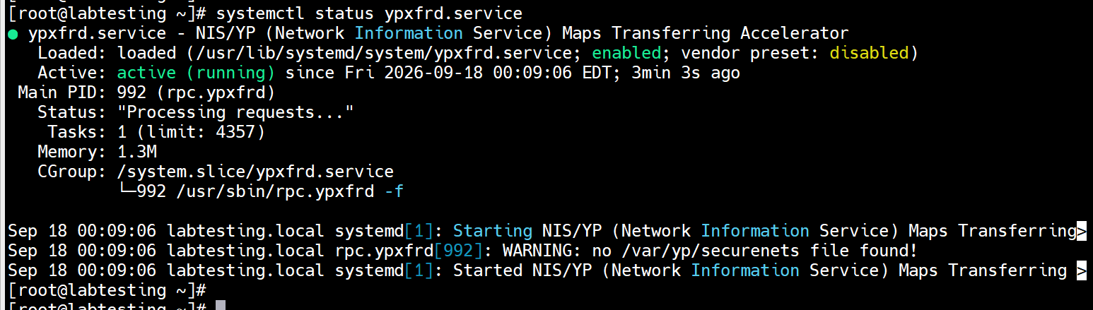 Figure 14 - ypxfrd status