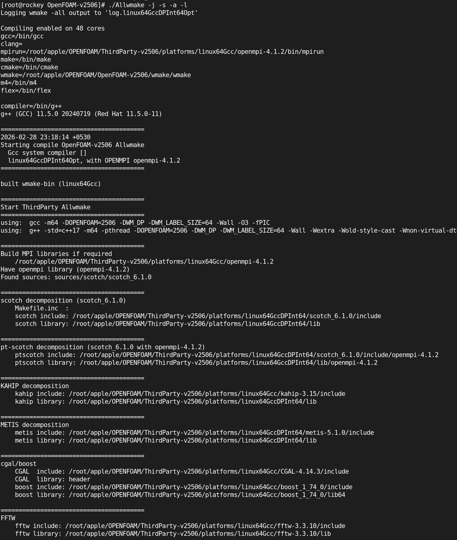 OpenFOAM Allwmake Command