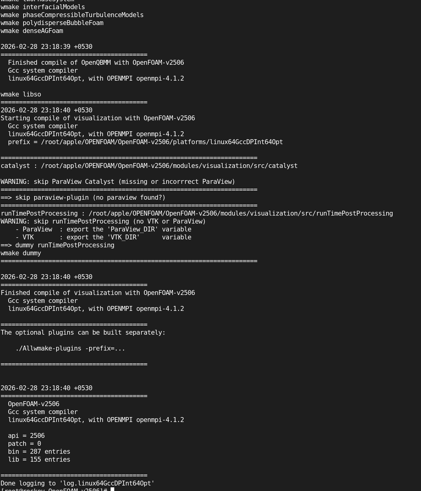 OpenFOAM Compilation Complete