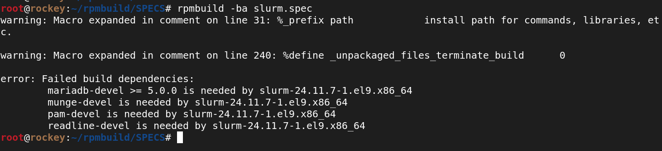 rpmbuild failed