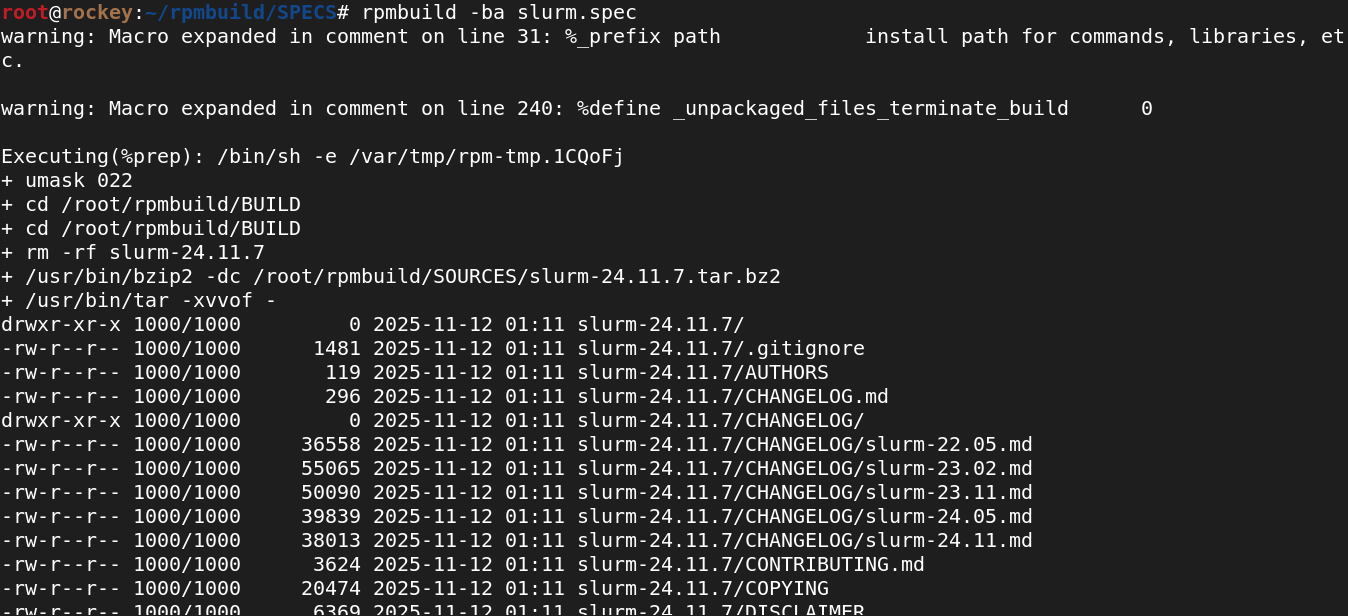 rpmbuild output