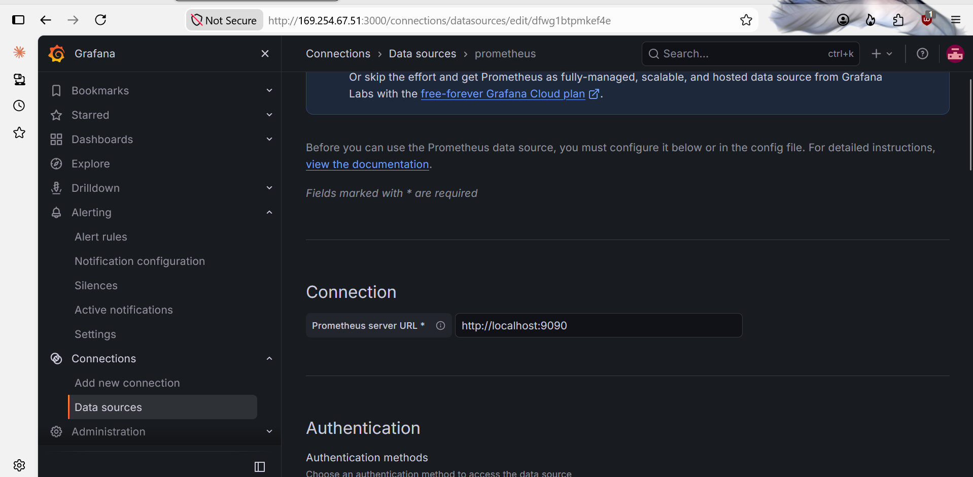 Grafana Prometheus data source