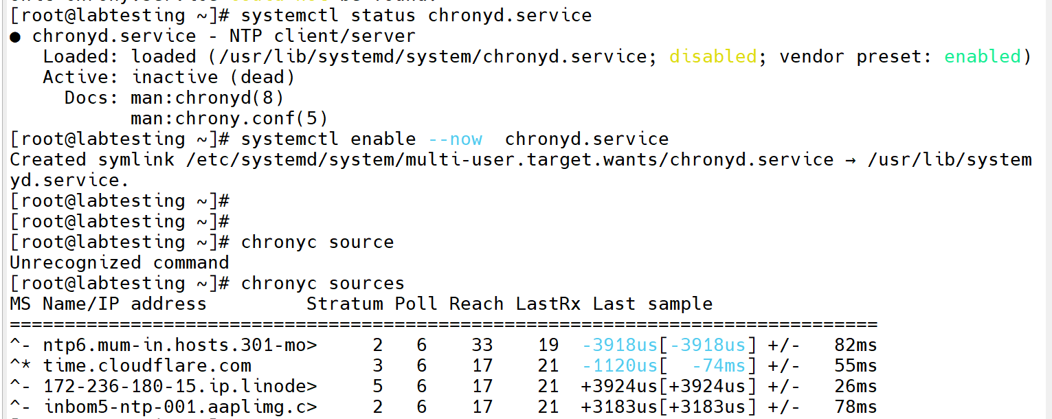Step 3.5 — chronyc sources output