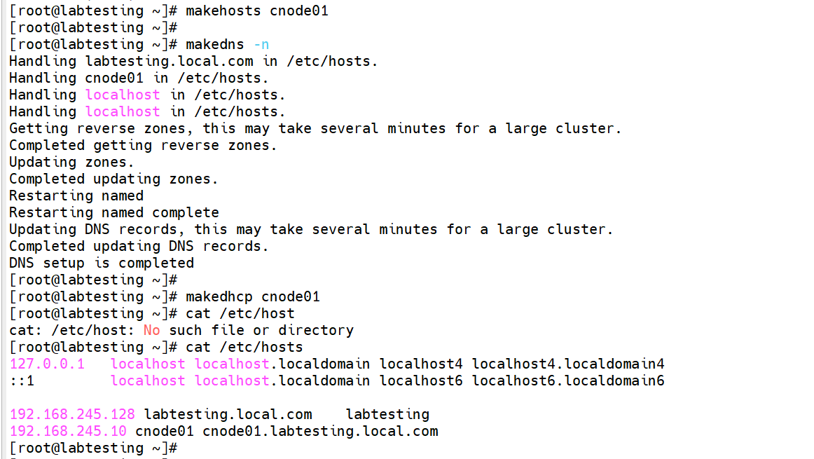 Step 5.2 — hosts + dhcpd.conf entries for the node