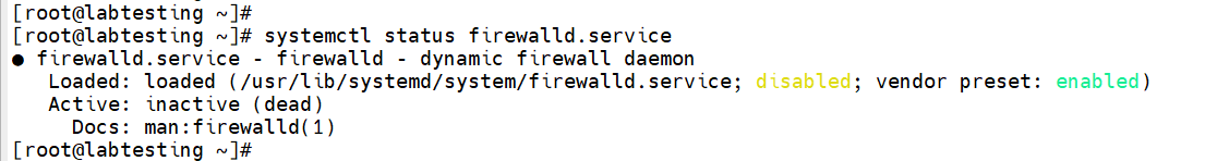 Step 1.4 — firewalld disabled confirmation