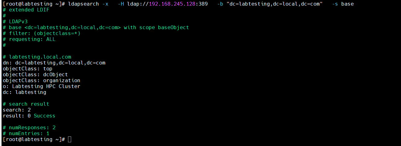 Step 3 — ldapsearch local base test