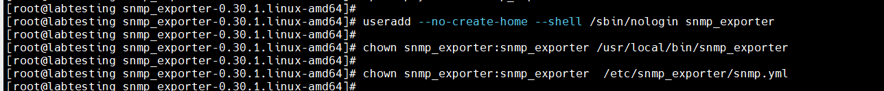 Dedicated non-login user created and ownership set