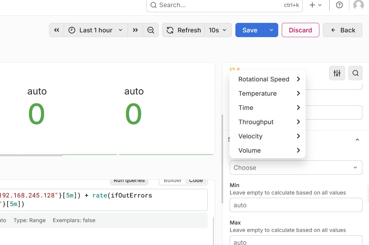 Wrong dropdown — this is the Unit category picker, not Thresholds